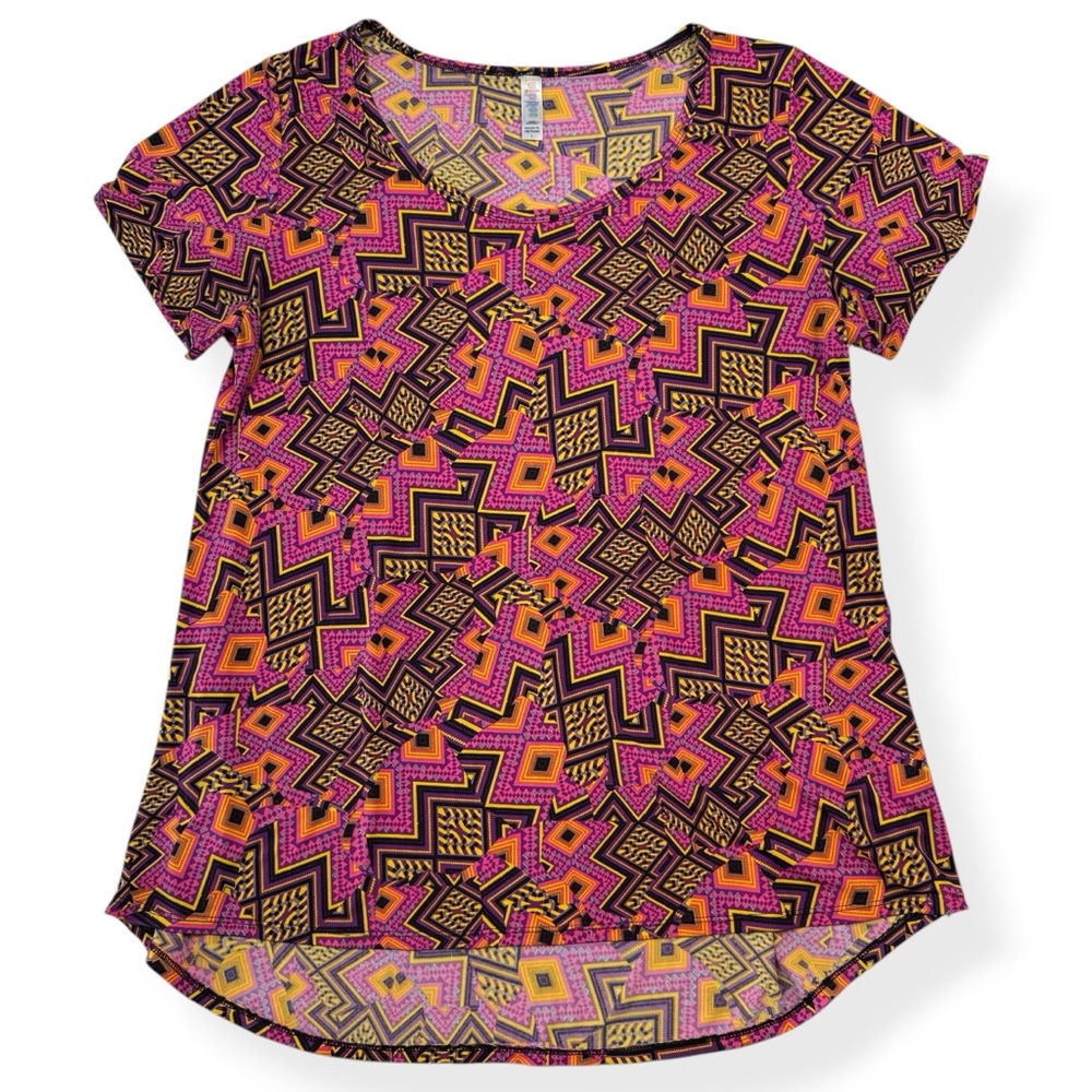 LuLaRoe Classic T Tunic Top Womens Size L Multicolor Geometric Pattern